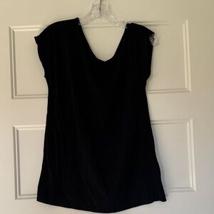 Chic Black Short Sleeve Asymmetrical Shoulders Women's Top